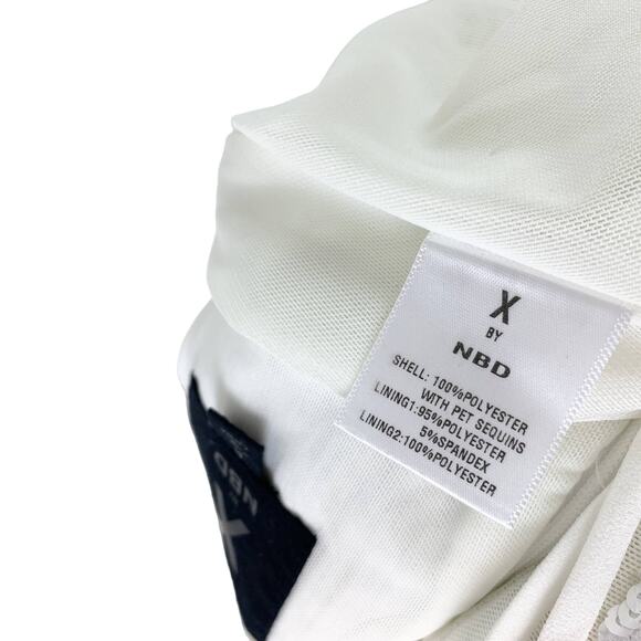 X by NBD 3 AM in LA Embellished Sequin V-Neck Mini Slip Dress Ivory Size Medium - Picture 8 of 8